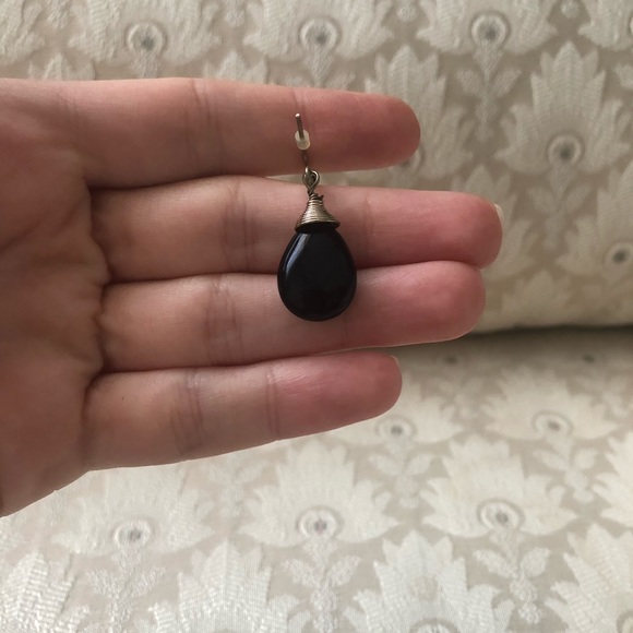 Small Black Bead Drop Earrings - Picture 2 of 2